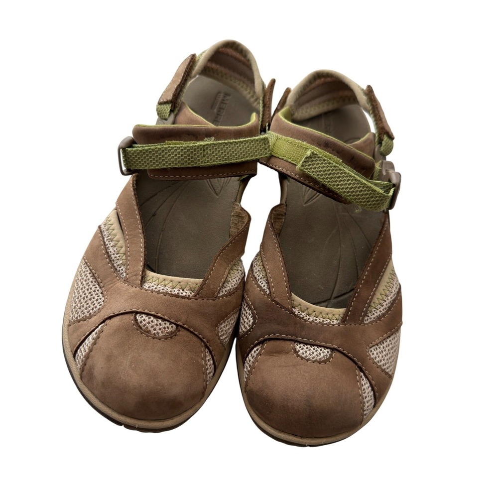 Merrell Azura Wrap Closed Toe Hiking Sandals Women's 9 Brown Green Gorpcore